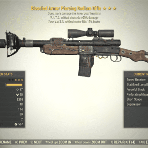 Screenshot of a Fallout 76 item for PC & Steam players, showing the stats.
