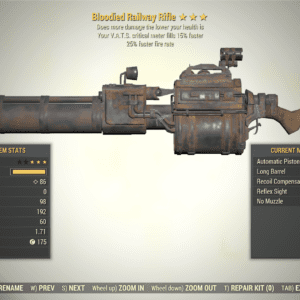 Screenshot of a Fallout 76 item for PC & Steam players, showing the stats.