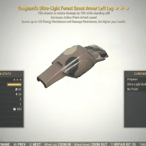 Screenshot of a Fallout 76 item for PC & Steam players, showing the stats.