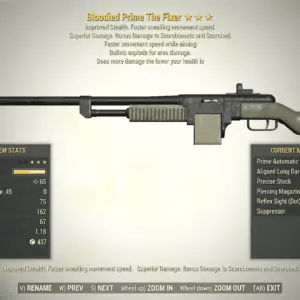 Screenshot of a Fallout 76 item for PC & Steam players, showing the stats.
