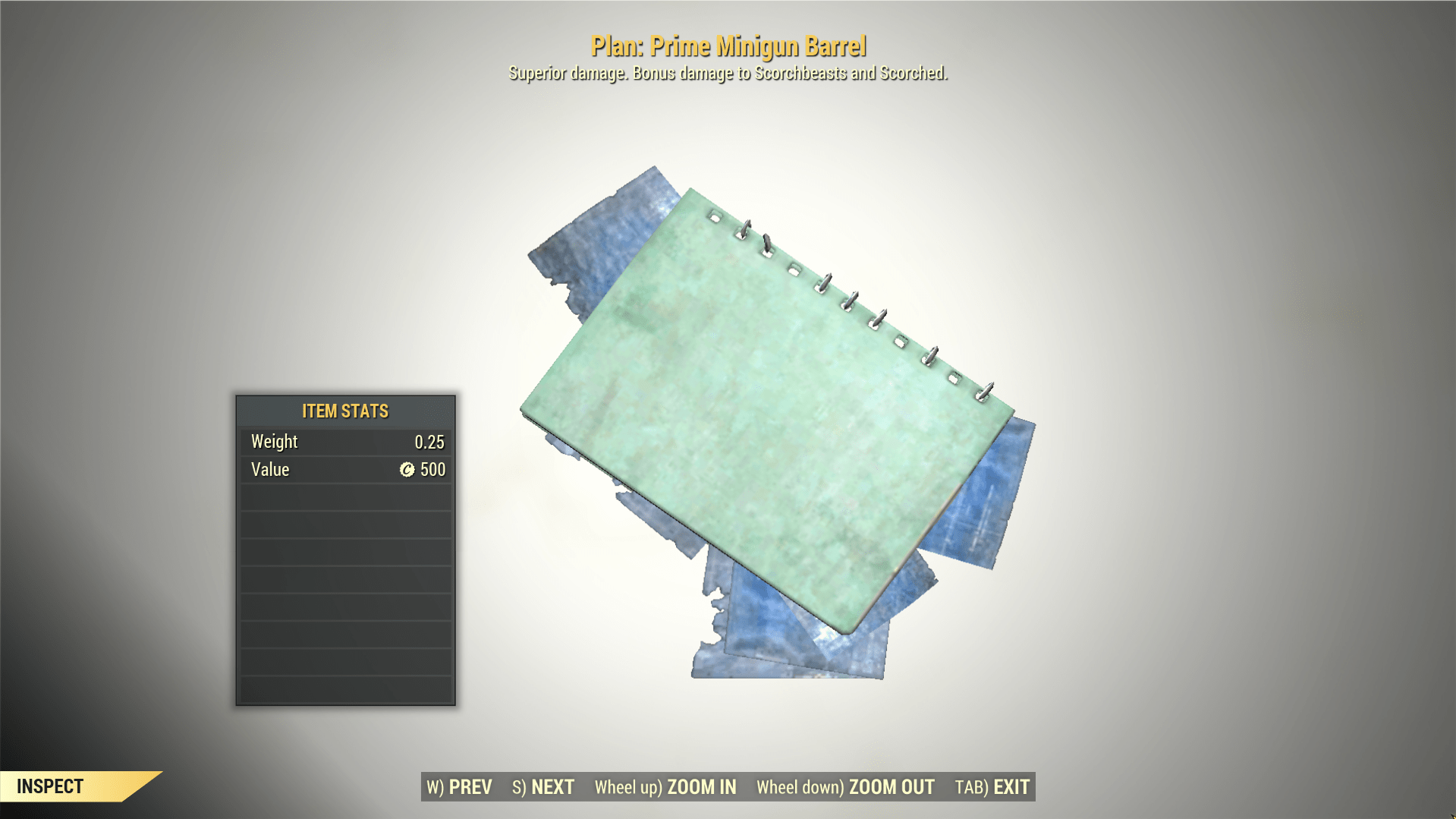 Screenshot of a Fallout 76 item for PC & Steam players, showing the stats.
