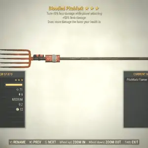 Screenshot of a Fallout 76 item for PC & Steam players, showing the stats.