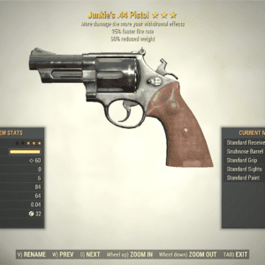 Screenshot of a Fallout 76 item for PC & Steam players, showing the stats.