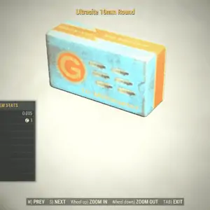 Screenshot of a Fallout 76 item for PC & Steam players, showing the stats.