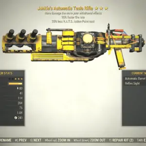 Screenshot of a Fallout 76 item for PC & Steam players, showing the stats.