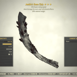 Screenshot of a Fallout 76 item for PC & Steam players, showing the stats.