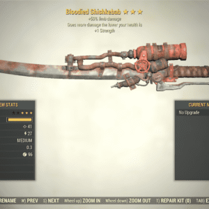 Screenshot of a Fallout 76 item for PC & Steam players, showing the stats.