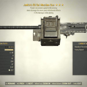 Screenshot of a Fallout 76 item for PC & Steam players, showing the stats.