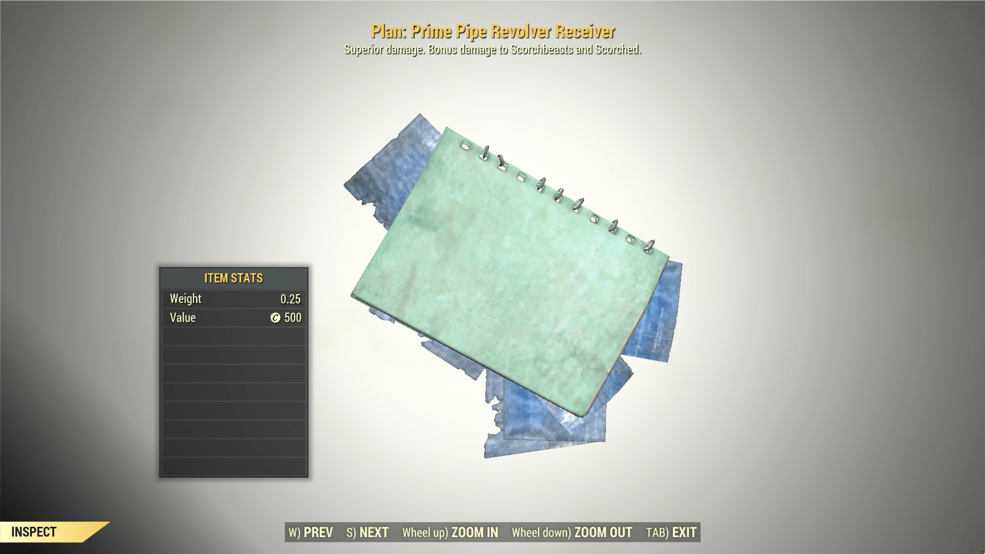 Screenshot of a Fallout 76 item for PC & Steam players, showing the stats.