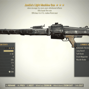 Screenshot of a Fallout 76 item for PC & Steam players, showing the stats.