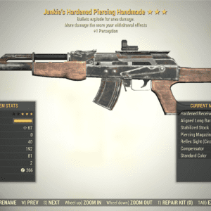 Screenshot of a Fallout 76 item for PC & Steam players, showing the stats.