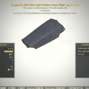 Screenshot of a Fallout 76 item for PC & Steam players, showing the stats.