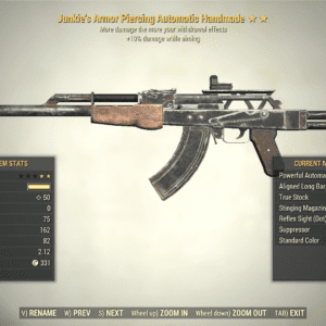 Screenshot of a Fallout 76 item for PC & Steam players, showing the stats.