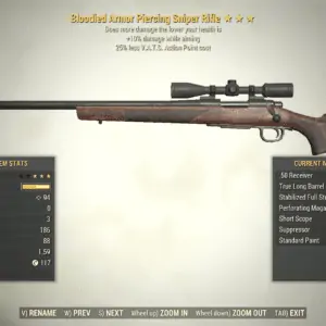 Screenshot of a Fallout 76 item for PC & Steam players, showing the stats.
