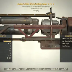 Screenshot of a Fallout 76 item for PC & Steam players, showing the stats.