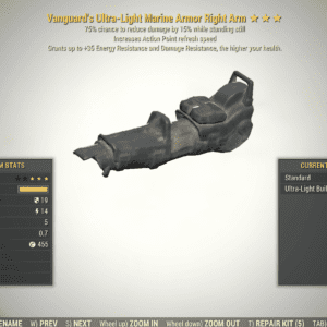 Screenshot of a Fallout 76 item for PC & Steam players, showing the stats.