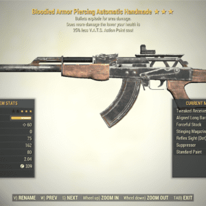 Screenshot of a Fallout 76 item for PC & Steam players, showing the stats.