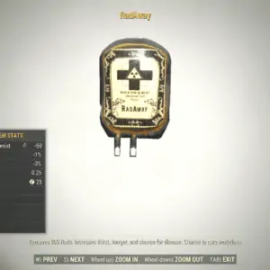 Screenshot of a Fallout 76 item for PC & Steam players, showing the stats.