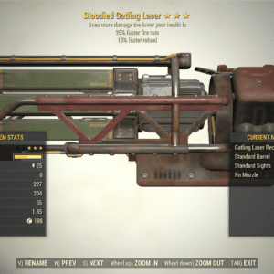 Screenshot of a Fallout 76 item for PC & Steam players, showing the stats.