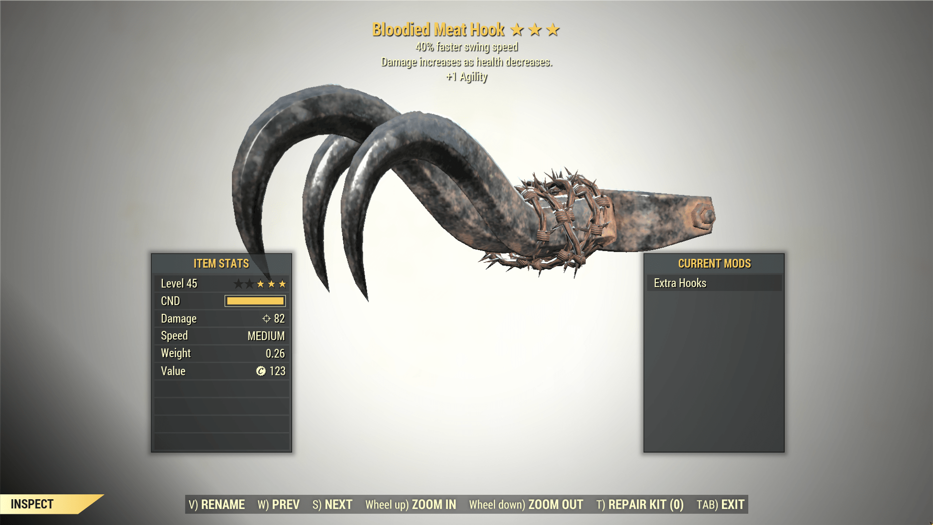 Screenshot of a Fallout 76 item for PC & Steam players, showing the stats.