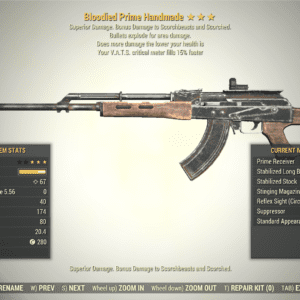 Screenshot of a Fallout 76 item for PC & Steam players, showing the stats.