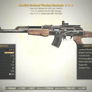 Screenshot of a Fallout 76 item for PC & Steam players, showing the stats.