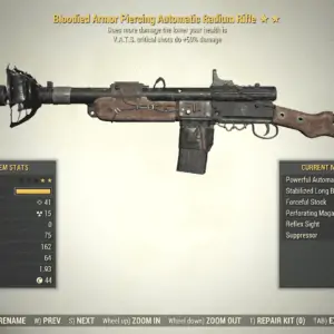 Screenshot of a Fallout 76 item for PC & Steam players, showing the stats.