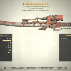 Screenshot of a Fallout 76 item for PC & Steam players, showing the stats.