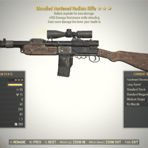 Screenshot of a Fallout 76 item for PC & Steam players, showing the stats.