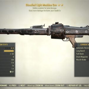 Screenshot of a Fallout 76 item for PC & Steam players, showing the stats.