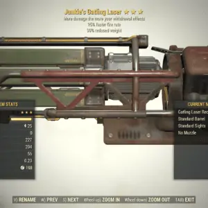 Screenshot of a Fallout 76 item for PC & Steam players, showing the stats.