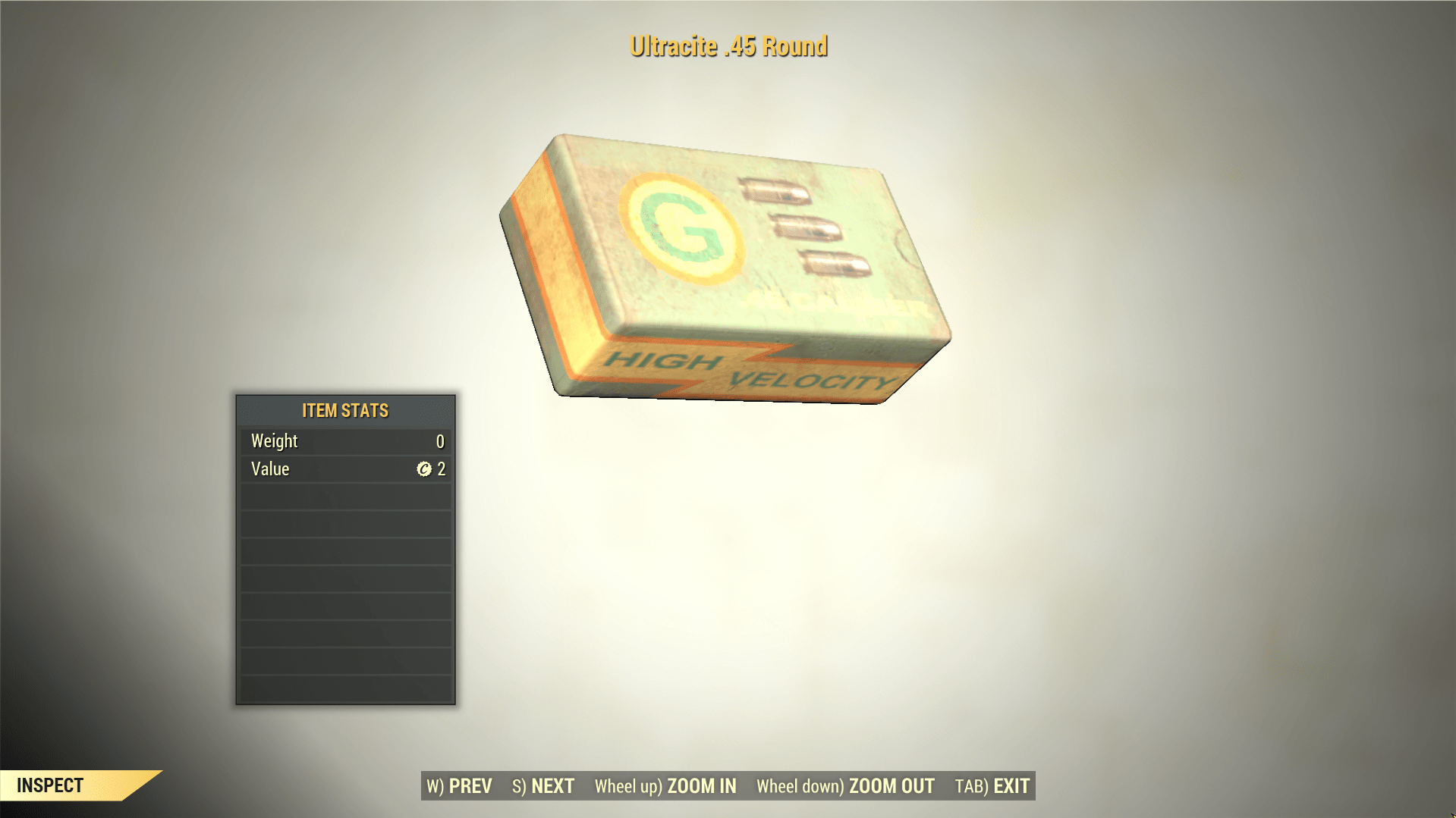 Screenshot of a Fallout 76 item for PC & Steam players, showing the stats.