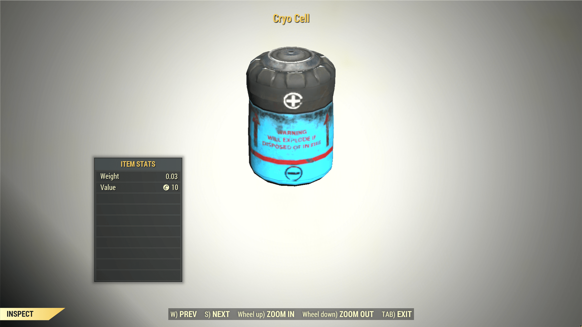 Screenshot of a Fallout 76 item for PC & Steam players, showing the stats.