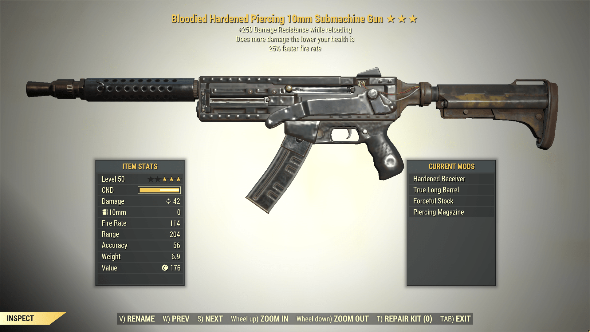Screenshot of a Fallout 76 item for PC & Steam players, showing the stats.