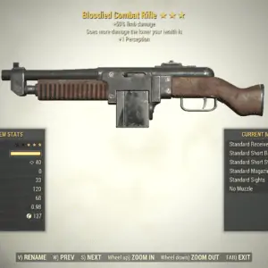 Screenshot of a Fallout 76 item for PC & Steam players, showing the stats.