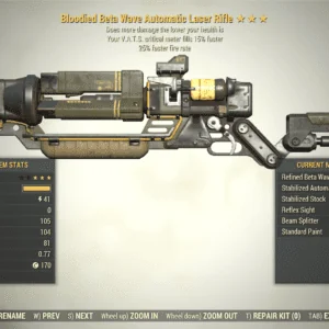 Screenshot of a Fallout 76 item for PC & Steam players, showing the stats.