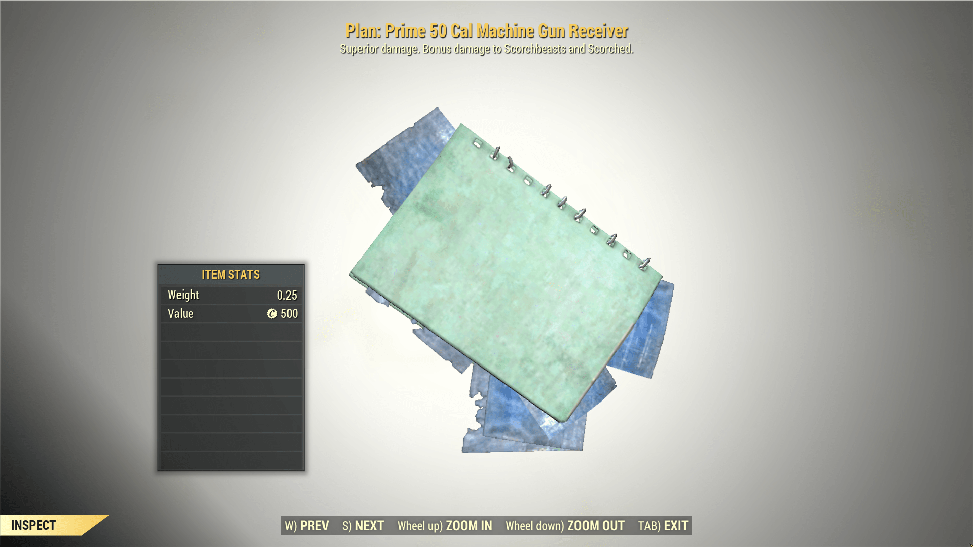 Screenshot of a Fallout 76 item for PC & Steam players, showing the stats.