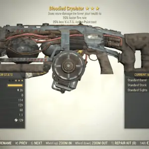 Screenshot of a Fallout 76 item for PC & Steam players, showing the stats.