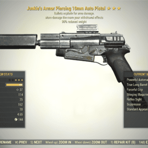 Screenshot of a Fallout 76 item for PC & Steam players, showing the stats.