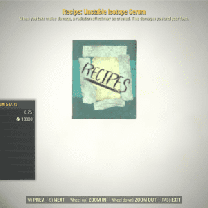 Screenshot of a Fallout 76 item for PC & Steam players, showing the stats.