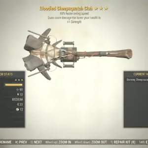 Screenshot of a Fallout 76 item for PC & Steam players, showing the stats.