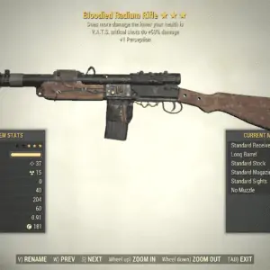 Screenshot of a Fallout 76 item for PC & Steam players, showing the stats.
