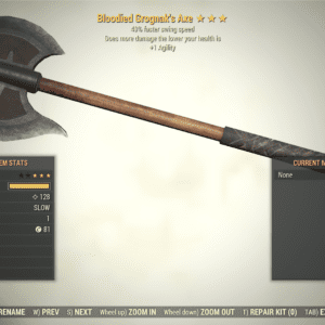 Screenshot of a Fallout 76 item for PC & Steam players, showing the stats.