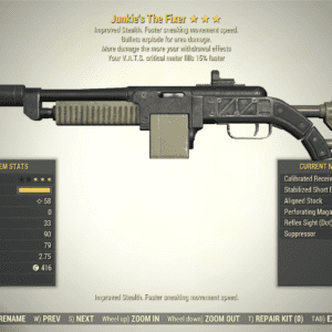 Screenshot of a Fallout 76 item for PC & Steam players, showing the stats.