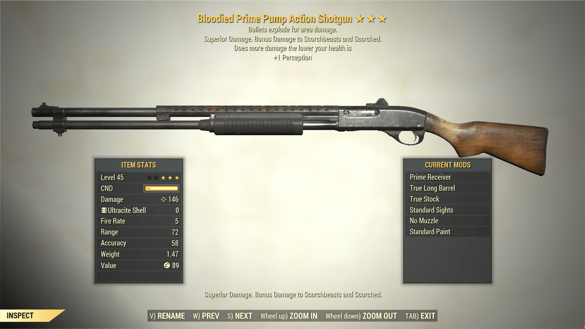 Screenshot of a Fallout 76 item for PC & Steam players, showing the stats.