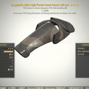 Screenshot of a Fallout 76 item for PC & Steam players, showing the stats.