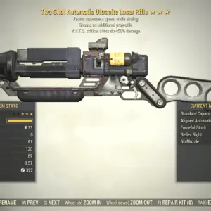 Screenshot of a Fallout 76 item for PC & Steam players, showing the stats.