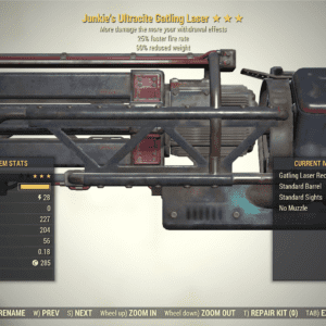 Screenshot of a Fallout 76 item for PC & Steam players, showing the stats.
