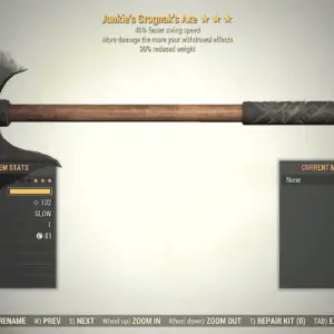 Screenshot of a Fallout 76 item for PC & Steam players, showing the stats.