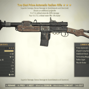 Screenshot of a Fallout 76 item for PC & Steam players, showing the stats.